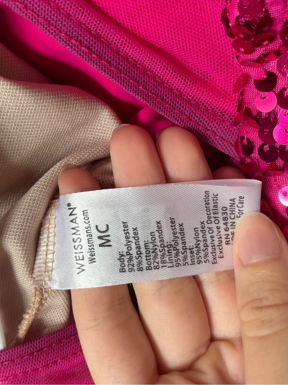 Weissman Hot Pink Sequin Dance Costume Dress